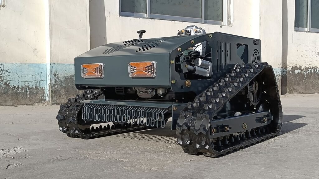 Robust tracked robot outdoors near building