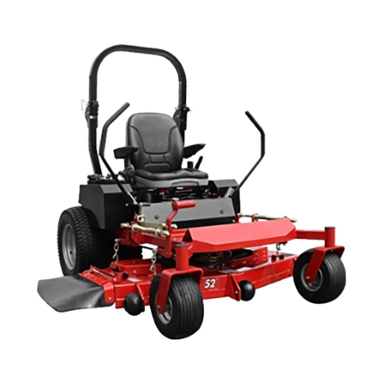 Red commercial zero-turn lawn mower isolated